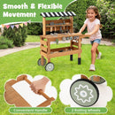 Wooden Toy Workbench Cart with Canopy and Tools – Brown