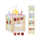 Dessert Wooden Activity Cube with Bead Maze and Shape Sorter – Multicolour