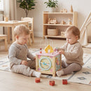 Dessert Wooden Activity Cube with Bead Maze and Shape Sorter – Multicolour