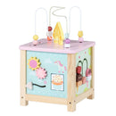 Dessert Wooden Activity Cube with Bead Maze and Shape Sorter – Multicolour