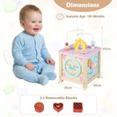 Dessert Wooden Activity Cube with Bead Maze and Shape Sorter – Multicolour