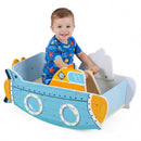 Wooden Submarine Rocking Toy with Rotating Propeller – Blue