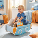 Wooden Submarine Rocking Toy with Rotating Propeller – Blue