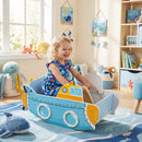 Wooden Submarine Rocking Toy with Rotating Propeller – Blue