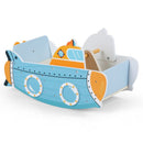 Wooden Submarine Rocking Toy with Rotating Propeller – Blue
