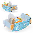 Wooden Submarine Rocking Toy with Rotating Propeller – Blue