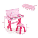49-Key Kids Piano with Stool and Microphone – Pink