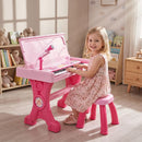 49-Key Kids Piano with Stool and Microphone – Pink