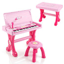 49-Key Kids Piano with Stool and Microphone – Pink