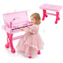 49-Key Kids Piano with Stool and Microphone – Pink