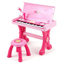 49-Key Kids Piano with Stool and Microphone – Pink