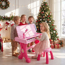 49-Key Kids Piano with Stool and Microphone – Pink
