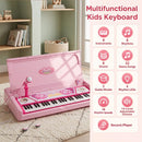 49-Key Kids Piano with Stool and Microphone – Pink