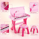 49-Key Kids Piano with Stool and Microphone – Pink