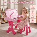 49-Key Kids Piano with Stool and Microphone – Pink