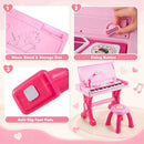 49-Key Kids Piano with Stool and Microphone – Pink