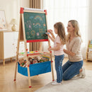 Wooden Art Easel with Storage Bag and Paper Roll – Colourful