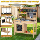 Mud kitchen accessories and storage features