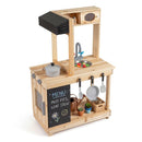 Outdoor Wooden Mud Kitchen with Chalkboard and Storage – Natural