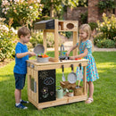 Outdoor Wooden Mud Kitchen with Chalkboard and Storage – Natural