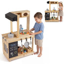 Outdoor Wooden Mud Kitchen with Chalkboard and Storage – Natural