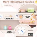 Wooden Play Kitchen with Curtains and Chef Uniform – Pink