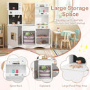 Wooden Play Kitchen with Curtains and Chef Uniform – White