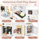 Wooden Play Kitchen with Curtains and Chef Uniform – White