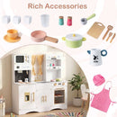 Wooden Play Kitchen with Curtains and Chef Uniform – White