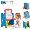 4-in-1 Kids Art Easel with Book Rack – Blue