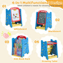 4-in-1 Kids Art Easel with Book Rack – Blue