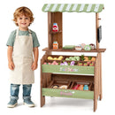 Wooden Grocery Stand with Play Produce and Scale – Brown & Green