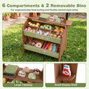 Wooden Grocery Stand with Play Produce and Scale – Brown & Green