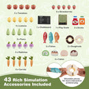 Wooden Grocery Stand with Play Produce and Scale – Brown & Green