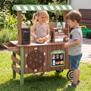 Wooden Food Cart with Grill and Coffee Station – Brown & Green