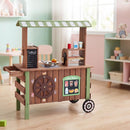 Wooden Food Cart with Grill and Coffee Station – Brown & Green
