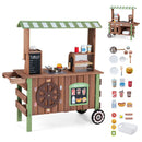 Wooden Food Cart with Grill and Coffee Station – Brown & Green