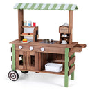 Wooden Food Cart with Grill and Coffee Station – Brown & Green