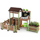 Outdoor Wooden Play Farm with Planter and Water Station – Brown & Green