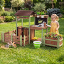 Outdoor Wooden Play Farm with Planter and Water Station – Brown & Green
