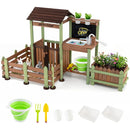 Outdoor Wooden Play Farm with Planter and Water Station – Brown & Green