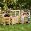 Three-Piece Outdoor Mud Kitchen Grill and Pizza Oven Set – Natural