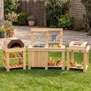 Three-Piece Outdoor Mud Kitchen Grill and Pizza Oven Set – Natural
