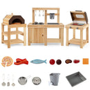 Three-Piece Outdoor Mud Kitchen Grill and Pizza Oven Set – Natural