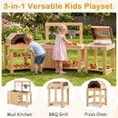 Three-Piece Outdoor Mud Kitchen Grill and Pizza Oven Set – Natural