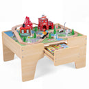 Train table with town map and smooth reversible surface