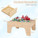 Natural wooden train table for imaginative railway play