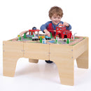 Kids train table with reversible tabletop and built-in drawer