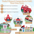 Train set accessories with fire station bridge and road signs