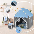 Kids Playhouse Tent with Washable Mat and Star Lights – Blue